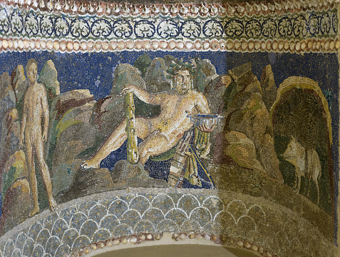 Hercules and Iolaus mosaic - Anzio Nymphaeum. Lazio, Italy