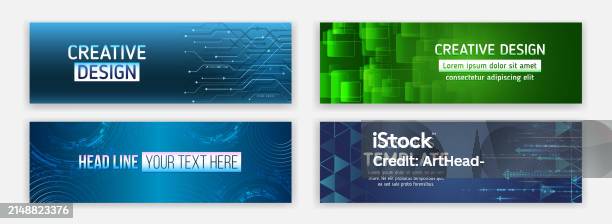 Hightech Horizontal Banner Template Modern Banner Design With ...