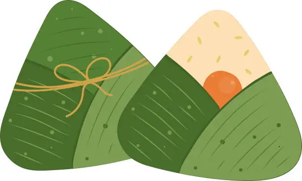 Vector illustration of Delicious Traditional Zongzi Dumpling Food, Dragon Boat Festival Illustration Graphic Element