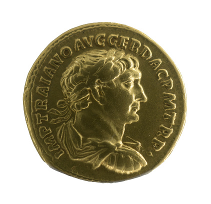 Trajan  -  Roman emperor. Aureus with the profile of the emperor