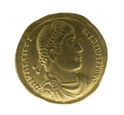 Valentinian I, Valentinian the Great -  Roman emperor. Aureus with the profile of the emperor