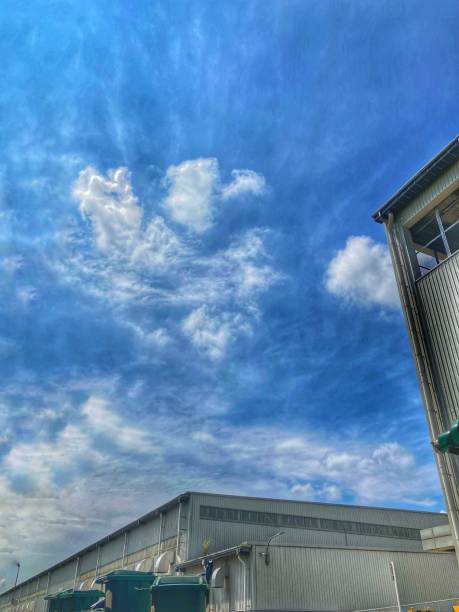 istock Beautiful clouds over residential, industrial area 2148824994