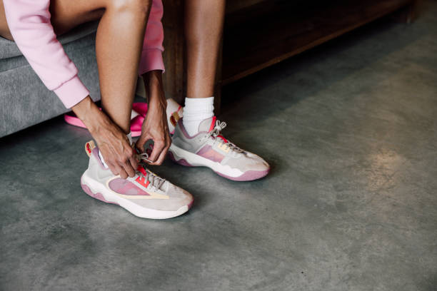 Woman at home getting ready for the gym