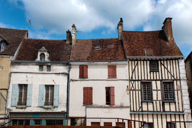 Tonnerre, Bourgogne, house facades with half-timbering on the Daret hall