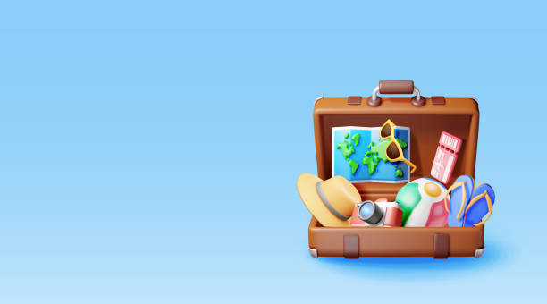 istock 3D travel bag. Holiday or vacation. 2148829627