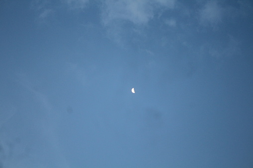background view of blue sky with small moon
