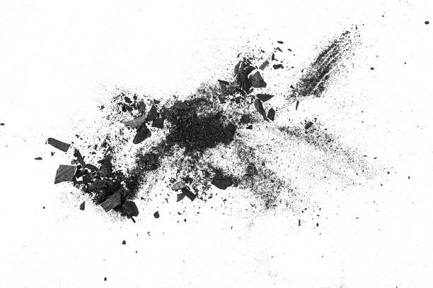 istock Black coal dust with effect fragments explosion isolated on a white background, view from above. 2148834672