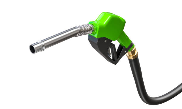istock Green fuel nozzle isolated on white 2148836249