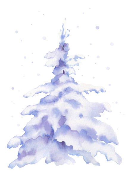 istock Watercolor illustration with snowy fir tree. Christmas design element. 2148836300