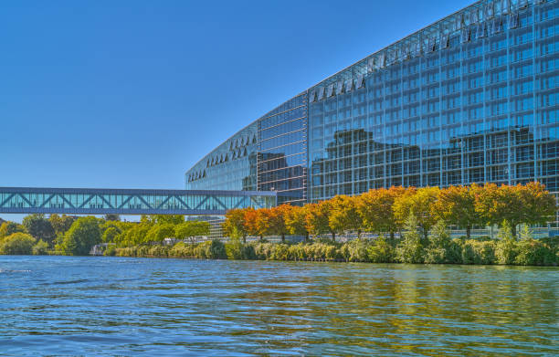 Strasbourg, France- September 22, 2022:   Site  of the European Parlamient, the Louise Weiss building