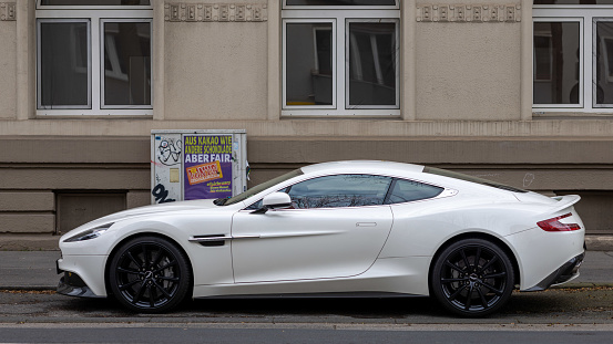 Cologne, Germany - Mar 29th 2024: Aston Martin Vanquish is a spectacular sports car and attracts attention where ever it's seen.