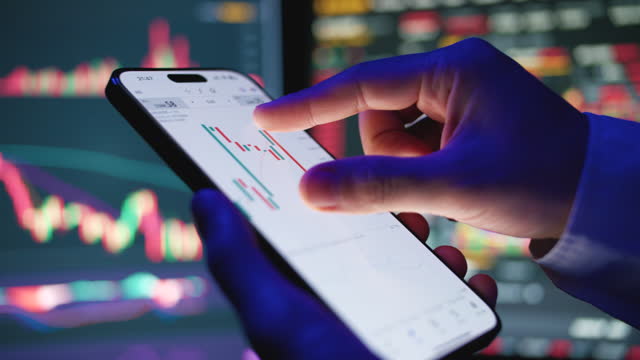 Stock market analyze on mobile phone