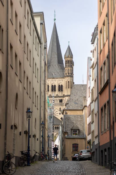 Cologne, Germany - Apr 15th 2024: Great St. Martin Church is a prominent part of Cologne skyline.