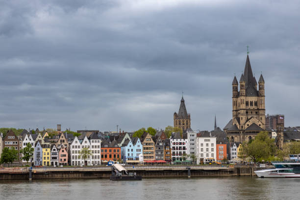 Cologne, Germany - Apr 15th 2024: Cologne Old Town is full of colorful and well preserved buildings.