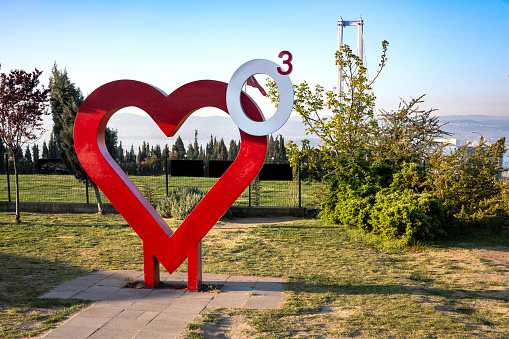 Red heart to nice garden park