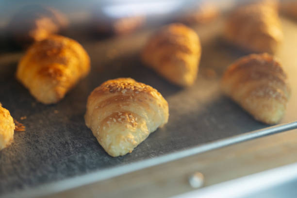 Croissant baking in the oven