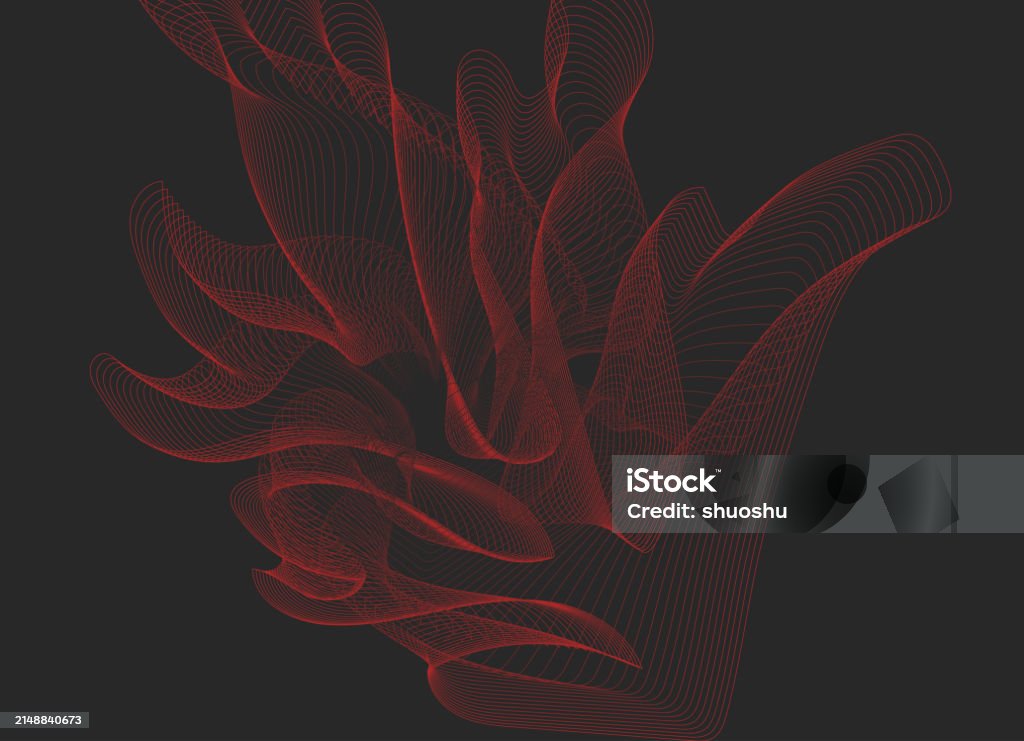 Abstract Red Smooth Curve Dynamic Line Pattern Technology Background ...