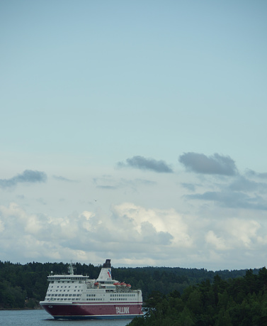 Stockholm, Sweden - Jul 29 2016: Tallink cruise ship at baltic sea.
Tallink Silja Line is a Swedish-Finnish cruiseferry brand operated by the Estonian ferry company AS Tallink Grupp, for car, cargo and passenger traffic between Finland and Sweden.