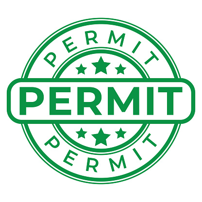 Green Permit isolated stamp, sticker, sign with Stars vector illustration