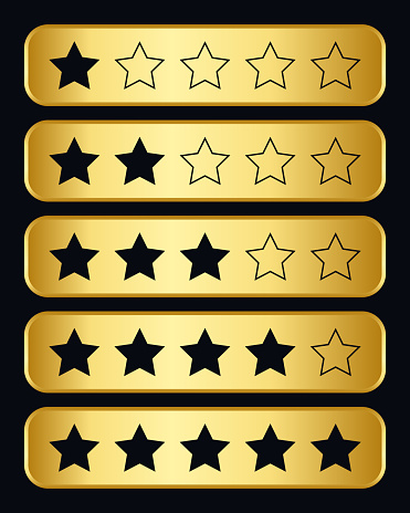 Gold and Black Rating System. Five Stars System. vector illustration