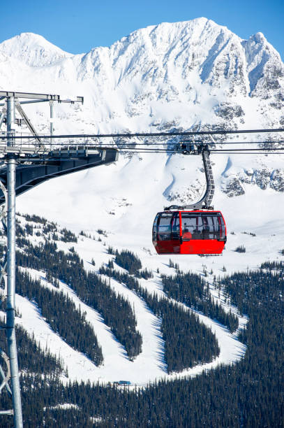 istock Gondola on cables above mountain in winter 2148844304