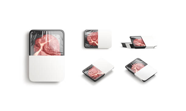 istock Blank transparent plastic beef tray white label mockup, different sides 2148845253
