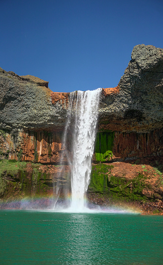 mountain waterfall called salto del agrio argentina