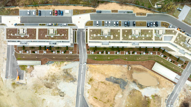 istock Newly built apartment building - aerial view 2148848273