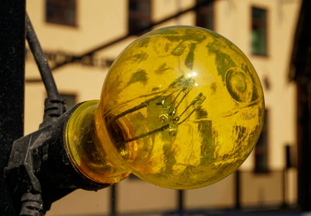 Close up of a yellow light blub