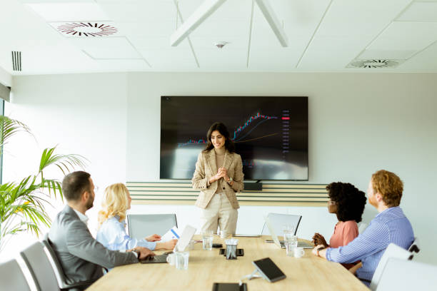 istock Insightful market analysis presentation by a professional at a modern conference room 2148848891