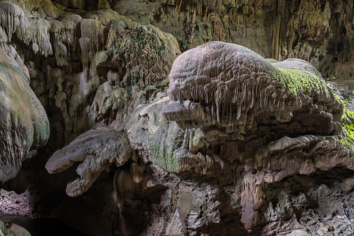 landscape of Nok Nang Aen Cave at Lam Khlong Ngu National Park, Kanchanaburi, Unseen in Thailand.