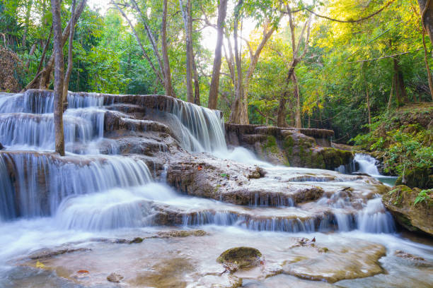 istock wonder Waterfall in deep rain forest jungle (Huay Mae Kamin Waterfall National Park in Kanchanaburi Province, Thailand) 2148849277