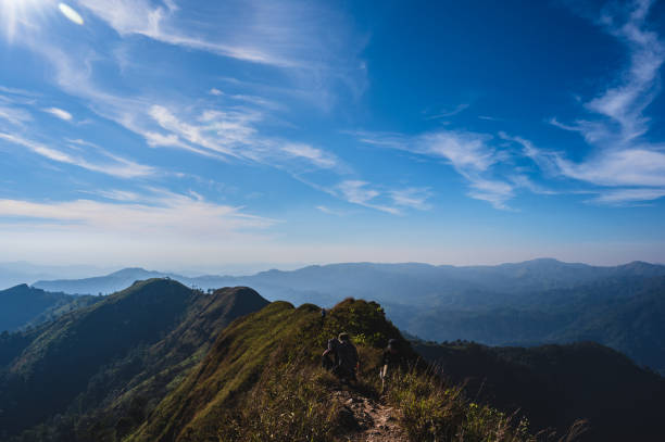 Beautiful landscape view and layers mountains on khao khao chang phueak mountian.Thong Pha Phum National Park's highest mountain is known as Khao Chang Phueak