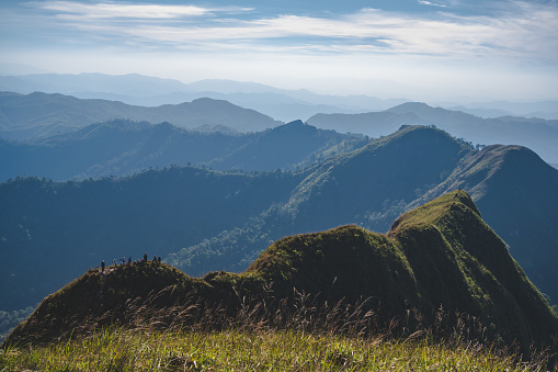 Beautiful landscape view and layers mountains on khao khao chang phueak mountian.Thong Pha Phum National Park's highest mountain is known as Khao Chang Phueak