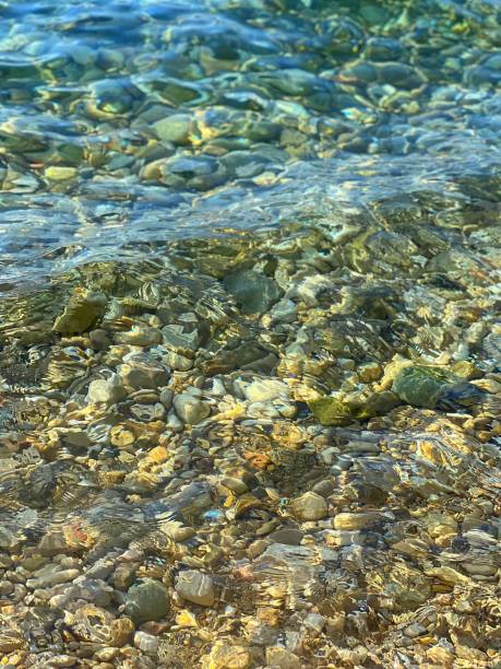 istock Sea pebbles stones in transparent water. 2148852027