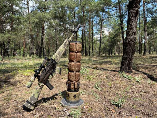istock Weapons for laser tag in the woods 2148852544