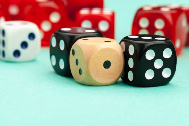 istock Gaming dices on blue background. Game concept. 2148852800