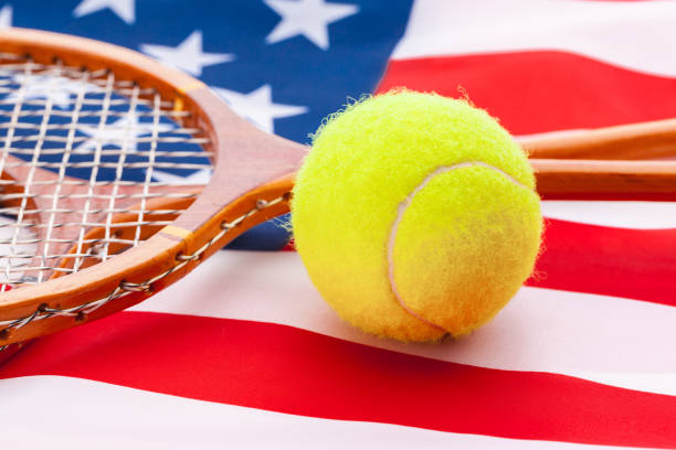 istock American flag with tennis rackets. 2148852973