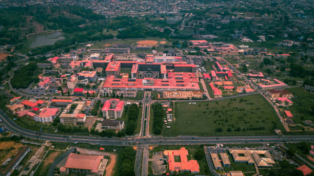 Aerial view of University College Hospital Ibadan Oyo State Nigeria, displaying the structure and surrounding green area of the hospital structure