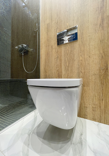 Modern and stylish wall-mounted toilet.