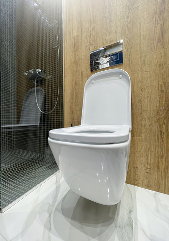 Modern and stylish wall-mounted toilet.