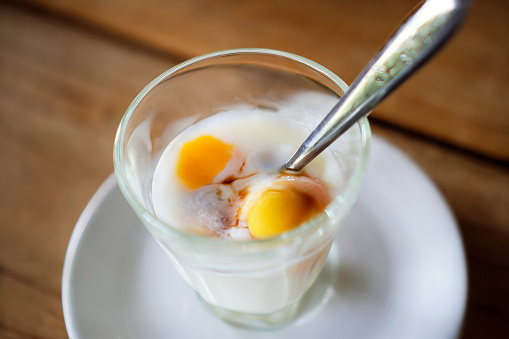 Soft-boiled eggs are a very popular breakfast menu among people in Asia and in Thailand because they are easy to make and have high nutritional value.