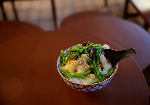 Famous chendol, a Malaysian traditional dessert with lots of topping