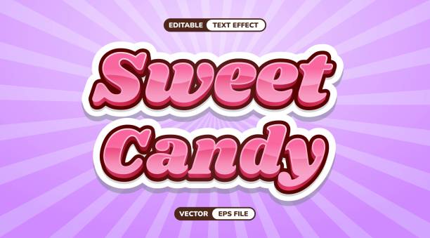 ilustraciones, imágenes clip art, dibujos animados e iconos de stock de sweet candy gradient text effect freepik - efecto fotográfico