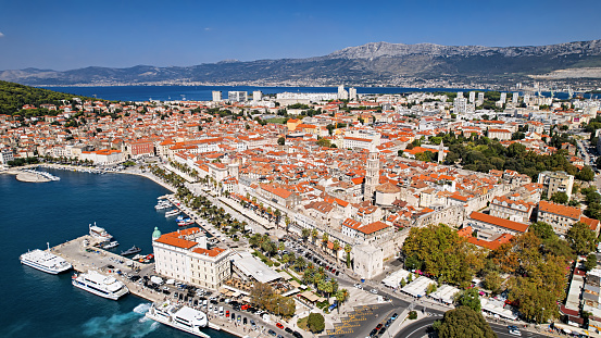 Aerial of Split port, Croatia