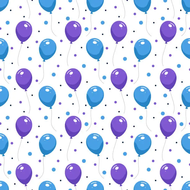 Vector illustration of Festive seamless pattern with balloons. Great for greeting cards, wrapping paper, fabric, banners, etc.