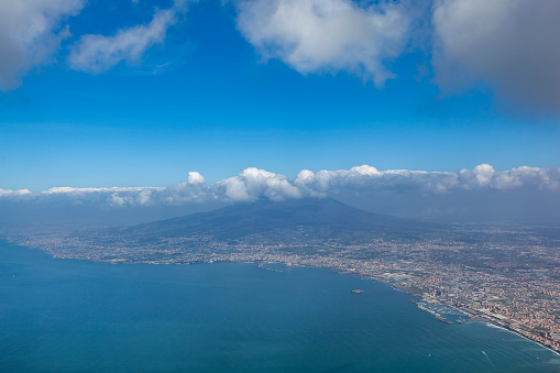 aerial view of Vesuvius volcano in Naples Italy
