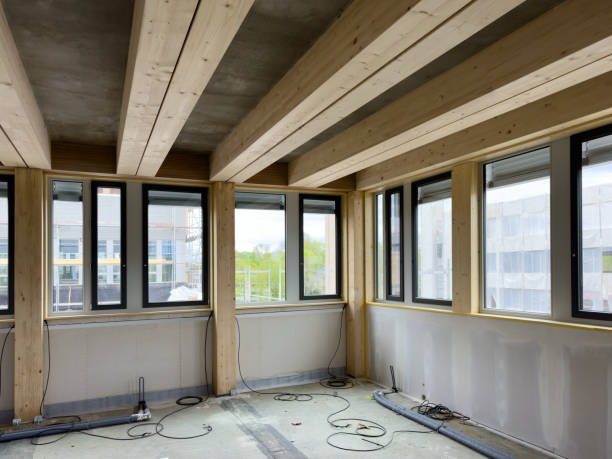 istock construction site of a sustainable Timber-concrete composite office building 2148859782