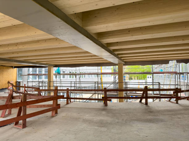 istock construction site of a sustainable Timber-concrete composite office building 2148859795