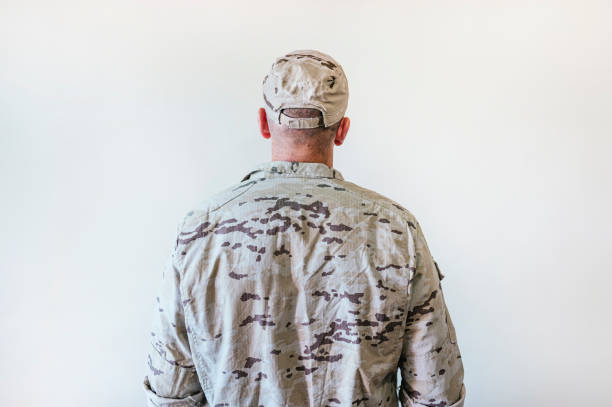 Latino soldier in a camouflage uniform